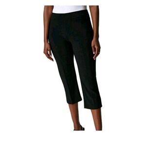 Joseph Ribkoff SZ 10 Black Split Hem Dress Pants Capri $148 C143105F Classic